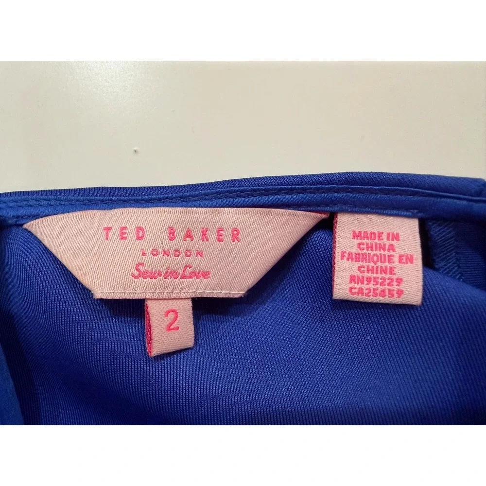 Ted Baker London Mitton Royal Blue Skater Dress Size 2 US 6 Sleeveless Zip Back
